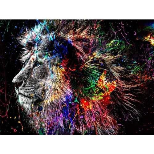 5D DIY Diamond Painting Kit Full Round With AB Drill Lion Diamond Embroidery Animal Mosaic Wall Art Decor Unique Handicraft Gift
