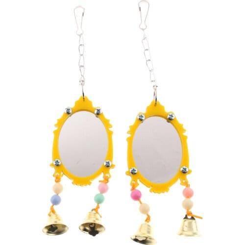 Amagogo 2Pcs / Set Pet Bird Mirror Toy Parrot Mirrors with Bell