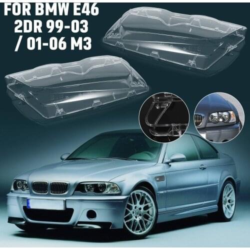 Car New 2 Pcs Auto Car Headlight Lenses Replacement Left & Right Headlamp Protective Shell Cover Lens For BMW E46 4 DR