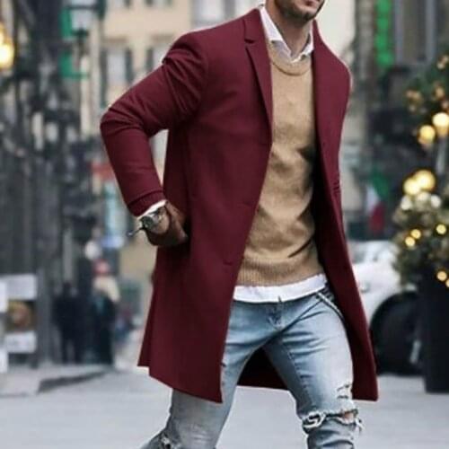 Autumn Winter Mens Jacket Male Overcoat Casual Solid Slim Coats Long Cotton Coat Streetwear
