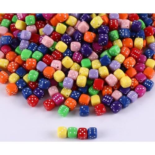 Handmade DIY Bracelet Necklace 100pcs/200pcs Acrylic Beads Accessory Dice Square Dot Cube Spacer Loose Beads For Jewelry Making