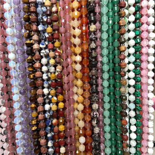 15.5" Faceted Natural Lapis Lazuli Mookaite Mineral Stone Beads Cut Round Strand Beads For DIY Making Jewelry Bracelets Necklace