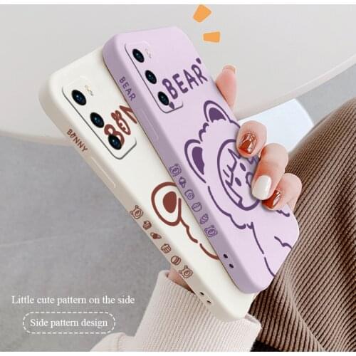 The Bear Rabbit Girl Phone Case For Huawei P40 P40Lite P30 P20 Mate 40 40Pro 30 20 Pro Lite P Smart 2021 Y7a Silicone Cover