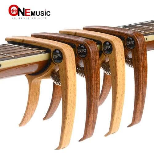 Wood Colour Acoustic Guitar Capo Water Transfer Printing with Pin Puller Guitar Capo Clamp
