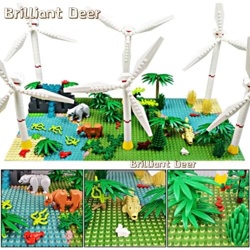 6 Pieces DIY Windmill Bricks Kids Toys new energy wind power station Compatible moc Forest Bush Flower Plants Building Blocks