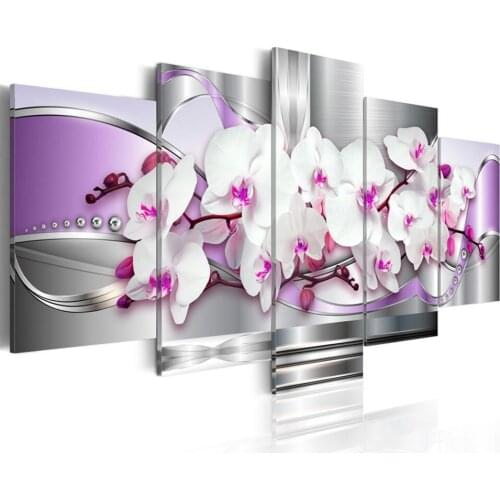 Purple Orchid Diamond Painting 5 Pieces Gorgeous flower Diamond embroidery 5d diy mosaic diamond paint full round drill,EE1812