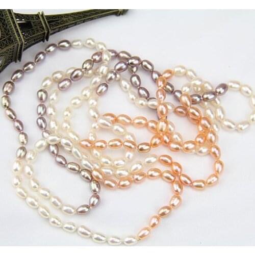 Perfect Pearl Necklace AA 6-7MM White Pink Purple Color Beautiful Mixes Color 60inches Long Pearl Jewelry,Fashion Ladys Gift