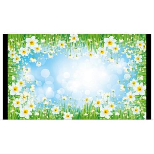 Customized 3d photo wallpaper 3d ceiling wallpaper murals Flowers grass blue sky ceiling frescoes on sunshine home decoration