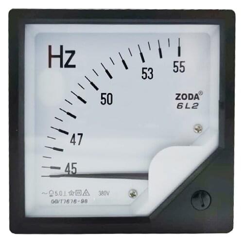 6L2-Hz AC Frequency Meter 45-55Hz/AC380V Sensor Excitation Hertz Meter Voltmeter Square Pointer Voltage Meter 80*80mm
