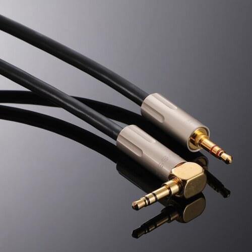 1Pcs 3.5mm fever-grade AUX audio pair recording connection cable speaker cable earphone DIY male turn bend HiFi