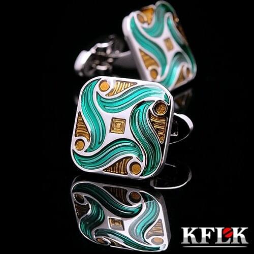 KFLK jewelry 2020 NEW shirt cufflinks for mens gifts Brand cuff buttons wedding cuff link Green High Quality abotoaduras Jewelry