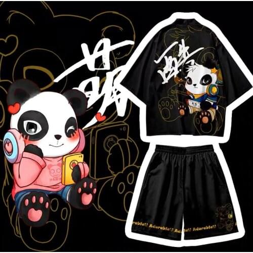 Cute & Cool Panda 3D Printing Couple Japanese Kimono Haori Yukata Cosplay Fashion Summer Casual Short Sleeve Streetwear
