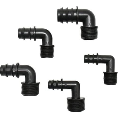 Male 1/2" 3/4" to 16mm 20mm 25mm hose elbow barb connector 1/2 3/4 garden hose bending joints fittings 3pcs