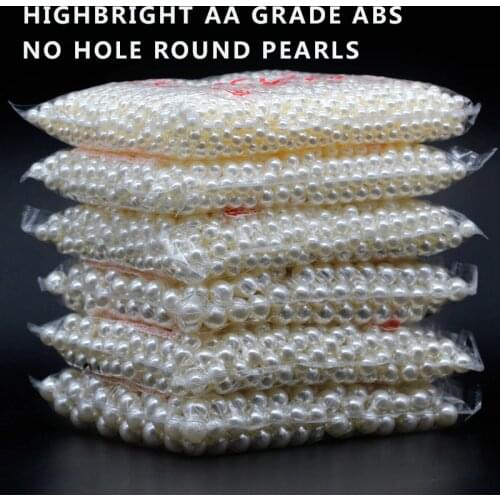 3/4/5/6/7/8/10/12//14/16/18/20MM High Bright No Hole White DIY Imitation Garment Beads Pearl ABS Round Beads Craft Jewelry