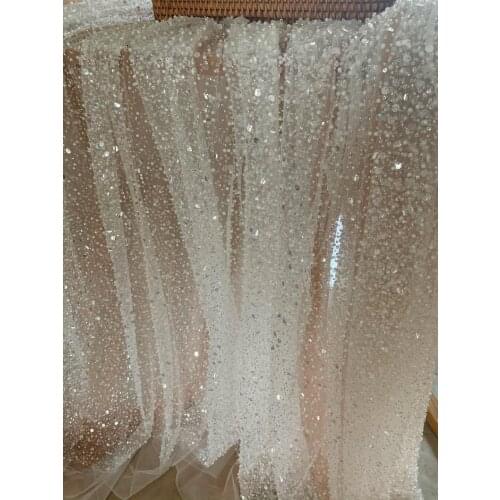 Popular Heavy Bead Lace Fabric With Sequins For Bridal Dress