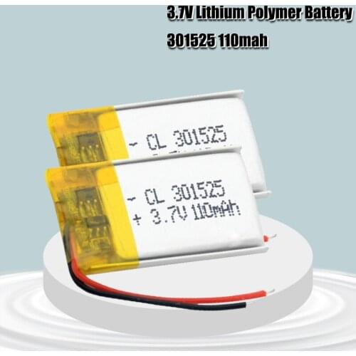 3.7V Lipo cells 301525 110mah Lithium Polymer Rechargeable Battery For Reading pen Smart bracelet Bluetooth headset MP3 MP4 MP5