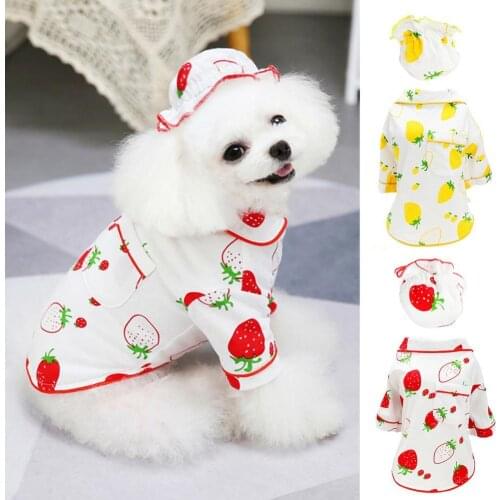 Cute Small Dogs Pajamas For Pet Dogs Cat Clothes Cartoon Fruit Pattern Cosplay Skin-friendly Pet Sweatshirt Autumn Costume