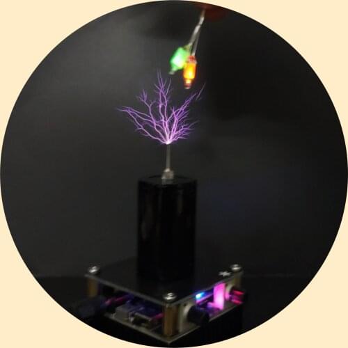 AC 110V-220V Mini Music Tesla Coil Dual Mode Built in Bluetooth Connection Palmtop Artificial Lightning Science Experiment