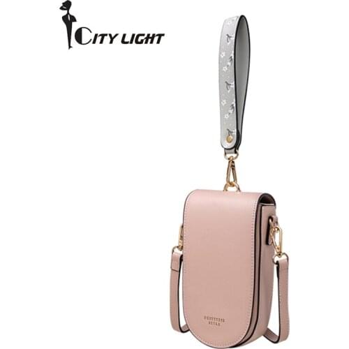 New Women Cell Phone Bag Multi Card Bit Crossbody Shoulder Bag Casual Small Messenger Bags With Wrist Strap