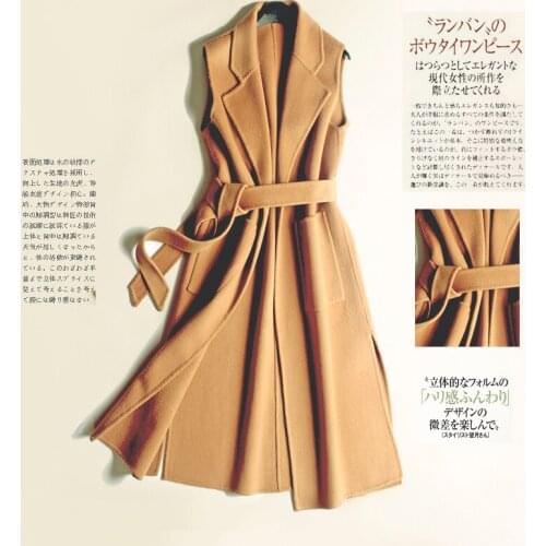 Fashion Double-side Cashmere Womens Vest Long 100% Wool Coat Female Waistcoat for Women Colete Feminino FS-MJ01