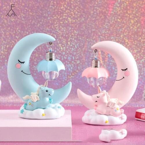 Cartoon Unicorn LED Night Light Moon Night Lamp Luminaria Bedside Children Kids Birthday Gift Home Decor Kids Night Lights