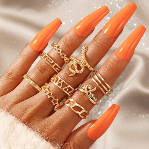 Bohe Snake Ring Sets for Women Ringen Fashion Jewelry Girls Rings Bagues Anillo Schmuck Punk Accessories Slytherin Bague Femme