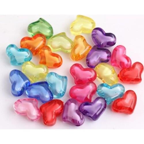 OYKZA Wholesales Cheapest Chunky Acrylic Heart Beads in Beads for Necklace DIY Making 22mm 200pcs