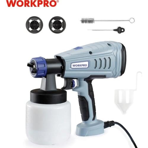 WORKPRO Spray gun 550W 220V Paint Spray Gun High 800ML Power Electric Paint Sprayer with 2 Nozzle for Home Use Beginner