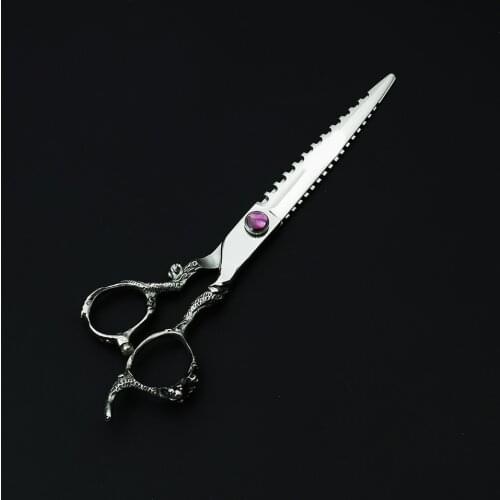 Dragon handle 7.0'' Professional dog grooming scissors straight cutting shears 440C Silver pet grooming Hairdressing Scissors