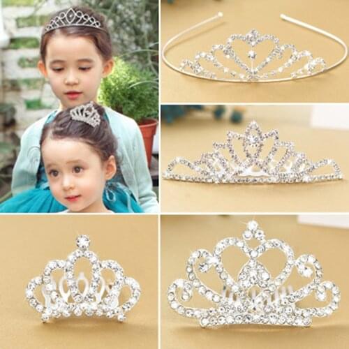 Crystal Headband Kids Princess Tiara Comb Girl Hair Style Accessories Crystal Rhinestone Crown Hair Comb Party Tiara Headdress