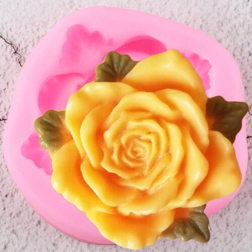 Rose Flower Silicone Mold DIY Wedding Cake Decorating Tools Leaves Cupcake Topper Fondant Chocolate Candy Soap Polymer Clay Mold