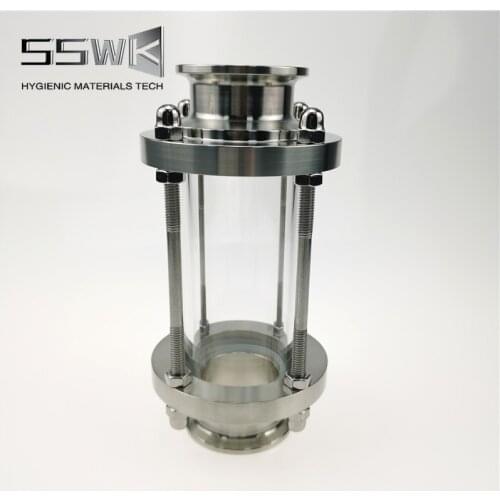 Sanitay Flow Sight Glass Diopter Fit 38mm 51mm Pipe OD 1.5" 2" Tri Clamp SS304 Stainless Steel Fitting Homebrew Diary Product