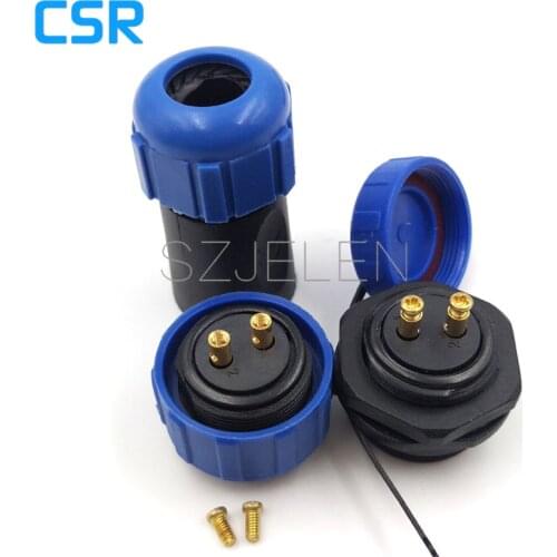 SP2110, No need welding, 2-pin power cable connector, Waterproof connector plug socket, panel mount 21mm, IP68, LED connectors