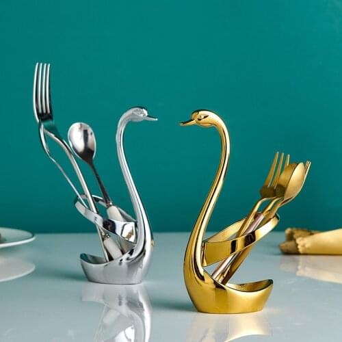 Light Luxury Swan desktop Storage Ornaments dressing table makeup brush household high-end eyebrow pencil beauty rack golden