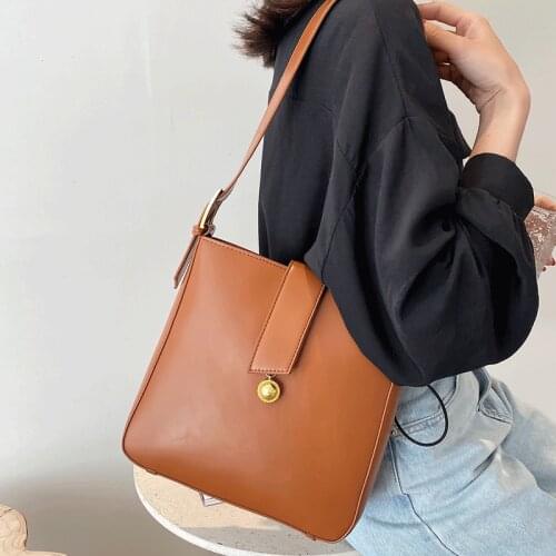 Female Solid Messenger Bags Vintage Crossbody Bags for Women Leather Shoulder Bag Female Bucket Bag Sac Designer Ladies HandBag