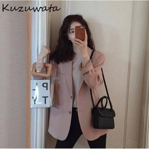 Ol Style Work Temperament Solid Blazer Women Turn Dow Collar Long Sleeve Single Breast Jacket Femme Spring Coat Wild