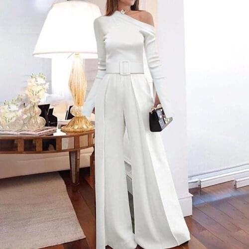 Casual Elegant Office Party Plus Size Ladies Jumpsuit Fashion Jumpsuit Women Long Sleeve Tops&long Pants White Women Bodysuit