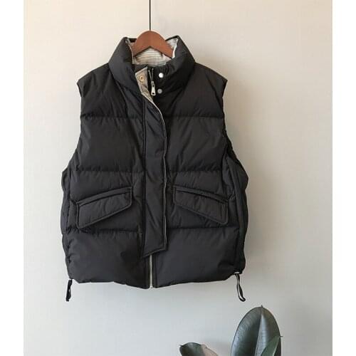 2020 Women Winter Vest Coat Stand Collar Women Chic White Duck Down Vest Warm Tops Vest Chaleco Mujer