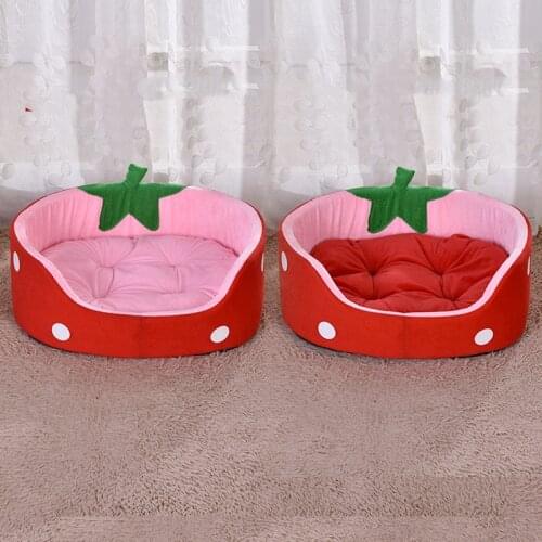 Winter Dogs Beds Nest Round Cat House Strawberry Watermelon Shape Pet Bed for Sphinxes Soft Waterproof Dog Beds for Small Dogs