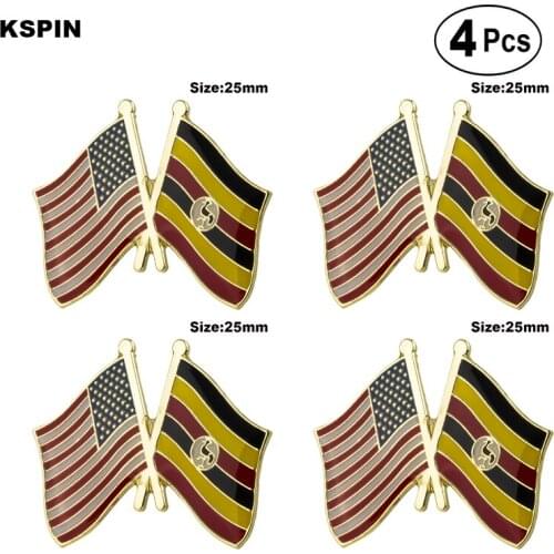 U.S.A.& Uganda Friendship Flag Pin Lapel Pin Badge Brooch Icons 4pcs