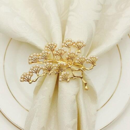 10Pcs/Lot Hotel Western Napkin Buckle Metal Pine Napkin Ring Napkin Rings Alloy Diamond Ring