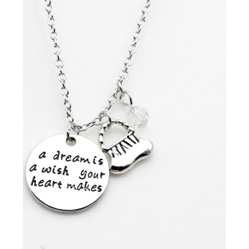 10PCS High Quality Lettering a dream is a wish your heart makes Necklace Jewelry Charm Accessories Jewelry For Christmas Gifts