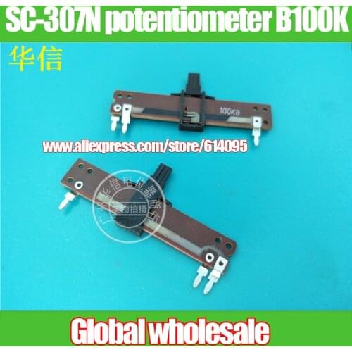 10pcs WH301 SC-307N 50mm straight slip potentiometer B100K / single fader handle length 8MM midpoint