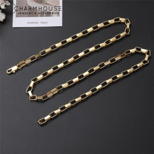 18K Gold GP Necklaces For Man 4mm Box Chain Necklace 20 inch Collier Hip Hop Chain 2021 Jewelry Collares Party Gifts Bijoux