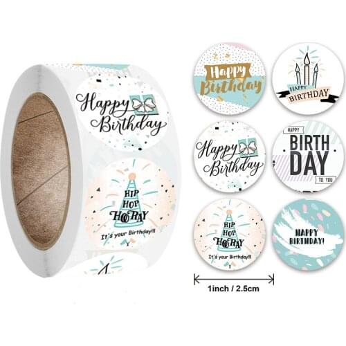 2021 500pcs Happy Birthday Day Sticker I LOVE YOU with Heart Paper Thank You Sticker Snowflake Christmas Label Gift Box Decor