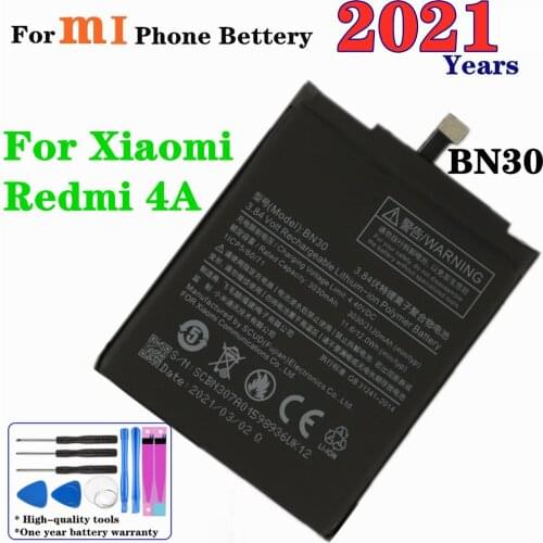 2021 Redrice 4A Battery For Xiaomi Redmi 4A Hongmi 4A Mobile Phone Battery 3120mAh BN30 High Quality Batteries + Tools