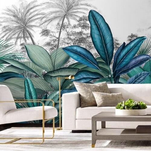 Beibehang Tropical rainforest jungle green large mural Cafe lounge custom personalized wallpaper mural papel de parede