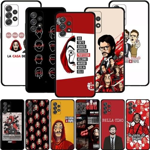 La casa de papel Cover For Samsung Galaxy A51 A71 A41 A31 A11 A01 A72 A52 A42 A32 A22 A21s A02s A12 A02 Black Shell Capa Case