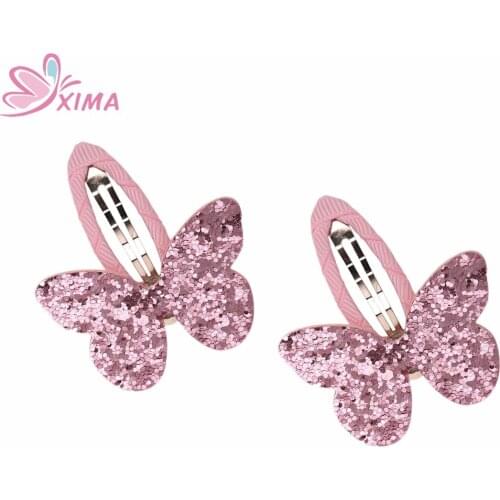 2pcs/lot Girls Glitter Butterfly Hairpins Hairgrips for Kids Butterfly Hair Clips Children Hair Accessories