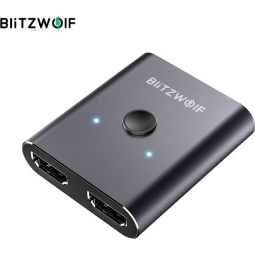 BlitzWolf Bi-Directional HDMI-compatible Switcher 1 Input 2 Output / 2 Input 1 Output Video Splitter 1080P Video Display Dongle